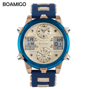 BOAMIGO Mens Watches Top Luxury Brand Men Sports Watches Men's Quartz LED Digital 3 Clock man Male Wrist Watch relogio masculino