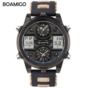 BOAMIGO Mens Watches Top Luxury Brand Men Sports Watches Men's Quartz LED Digital 3 Clock man Male Wrist Watch relogio masculino