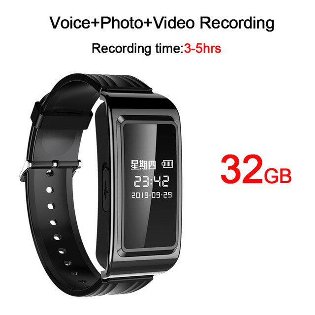 HD 1080P 3-5hrs Long Recording Time Digital Voice Recorder Pen Video Photo Audio Camera Smart Watch Wristband Bracelet