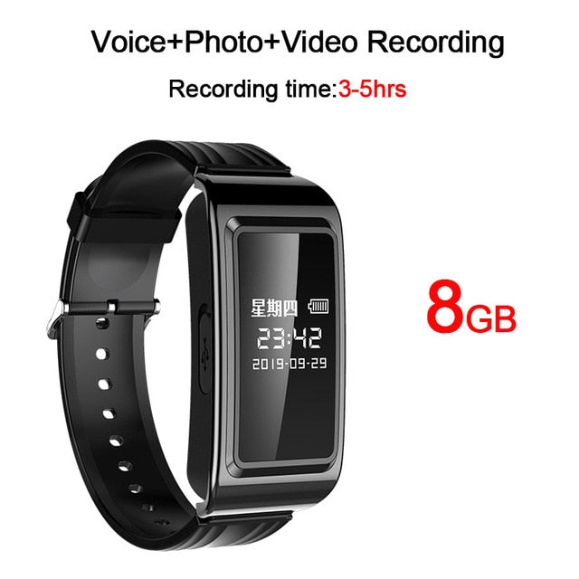 HD 1080P 3-5hrs Long Recording Time Digital Voice Recorder Pen Video Photo Audio Camera Smart Watch Wristband Bracelet