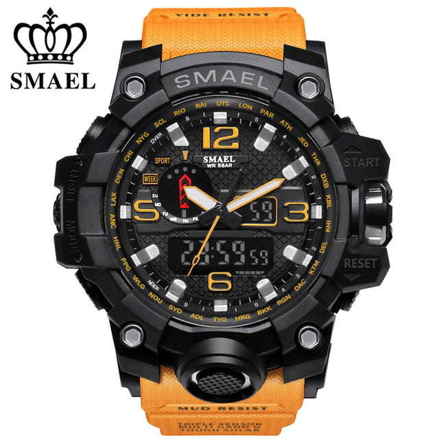 SMAEL Mens Wathes Top Brand Luxury Fashion Digital Watch Men Quartz LED Casual Sport Military Watches Men's relogio masculino